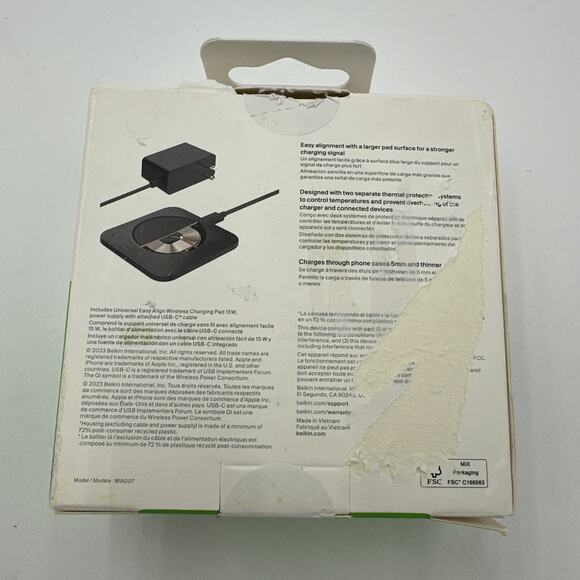 Belkin BoostCharge Pro 15W Wireless Charging Pad WIA007TTBK - Black OPEN BOX - Picture 2 of 3